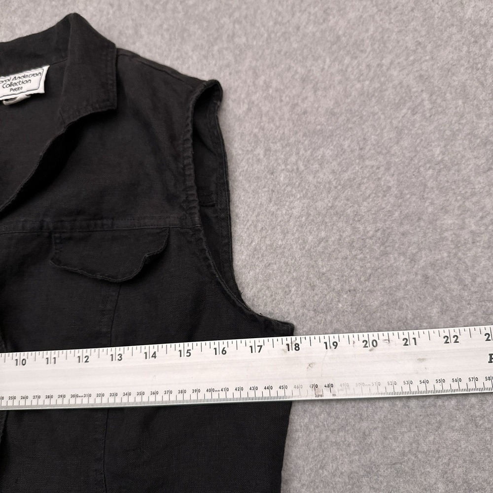 Vintage Carol Anderson Collection Linen‎ Vest PM Petite Medium Button Cottage - Picture 4 of 7